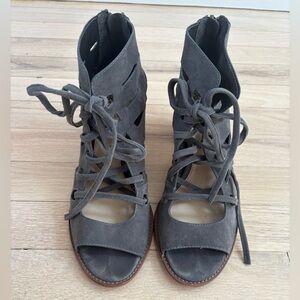 Vince Camuto Gray Lace-Up Boots with Criss-Cross Laces